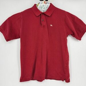 Burberry Polo Shirt Mens Large London Casual Short Sleeve Red Preppy